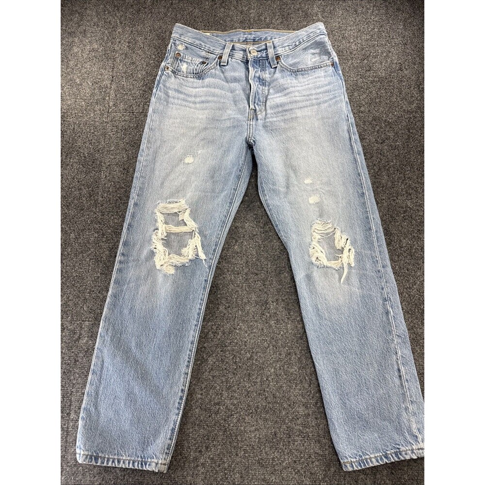 Levi’s 501 Original Jeans Women’s Approx W27 Light Wash Distressed Button Fly